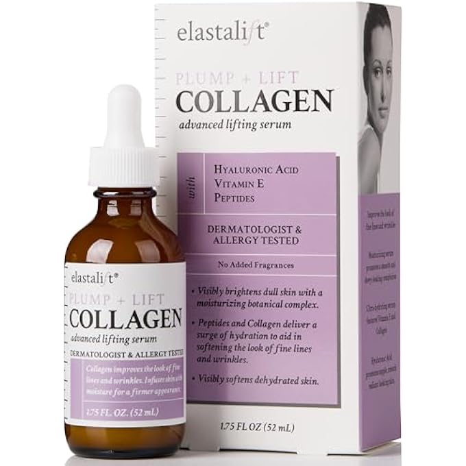 elastalift COLLAGEN LIFTING PLUMPING FIRMING SERUM ANTI AGING COLLAGEN SERUM FOR FACE IMPROVES ELASTICITY EVENS SKIN TONE PLUMPS LIFTS SAGGING SKIN NON GREASY WRINKLE SERUM MADE IN USA BY - Image 1
